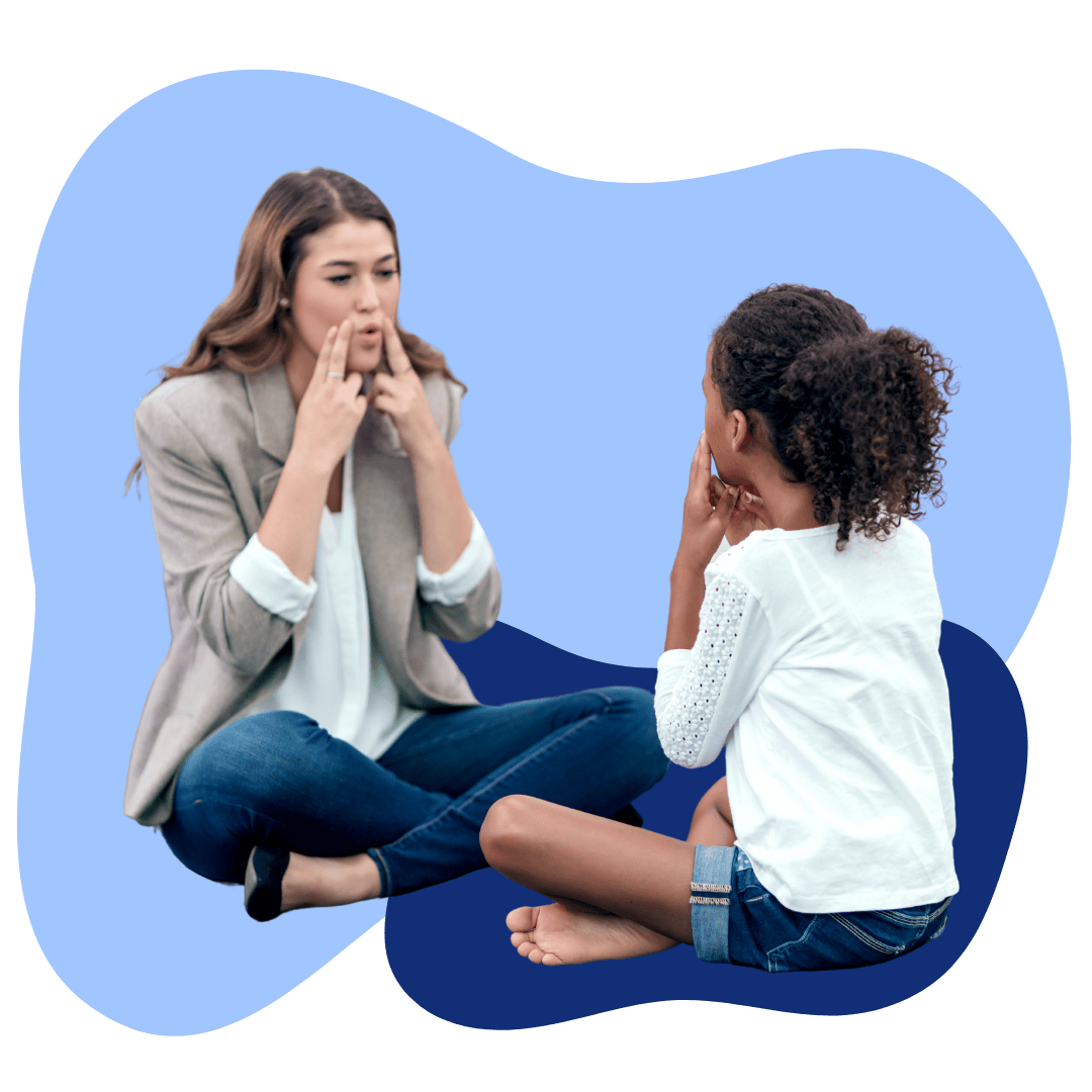 Speech therapist working with a child