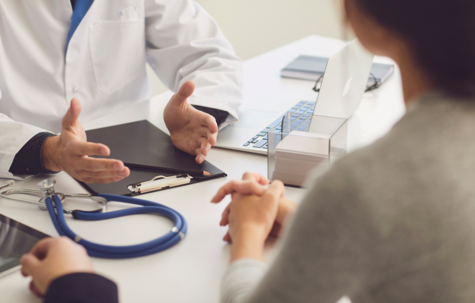 Doctor talking to patients