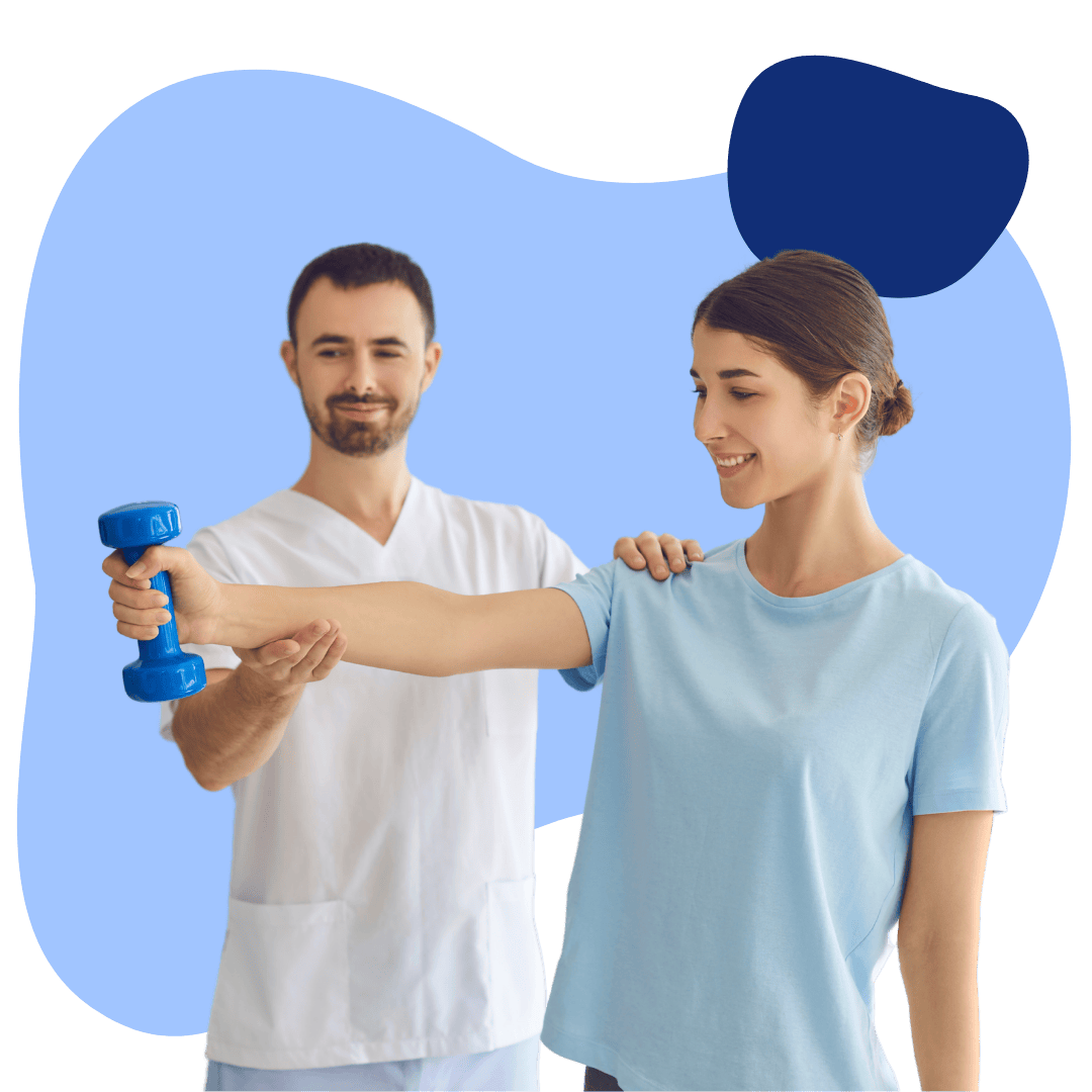 Physio helping a client improve their shoulder health